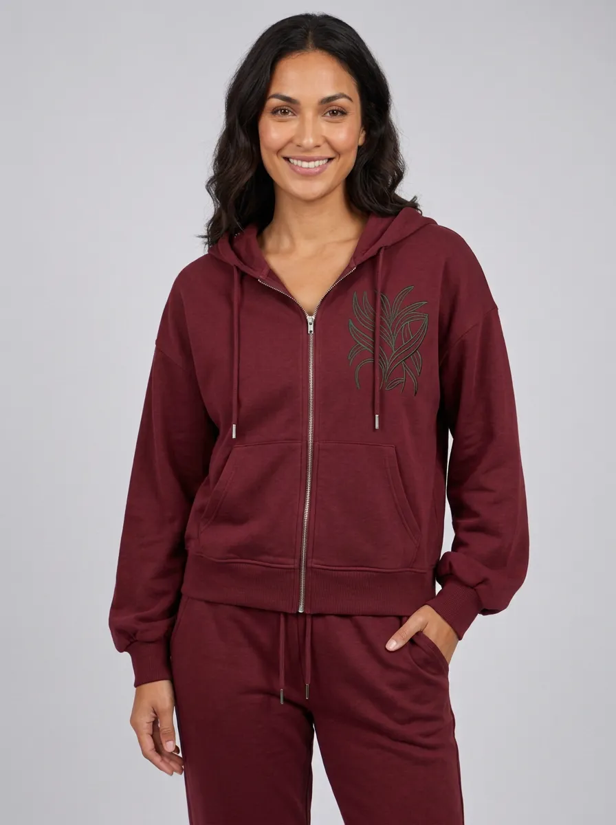 Women's Sage Green Drawstring Hood Zip-Up Hoodie Jacket & Jogger Set