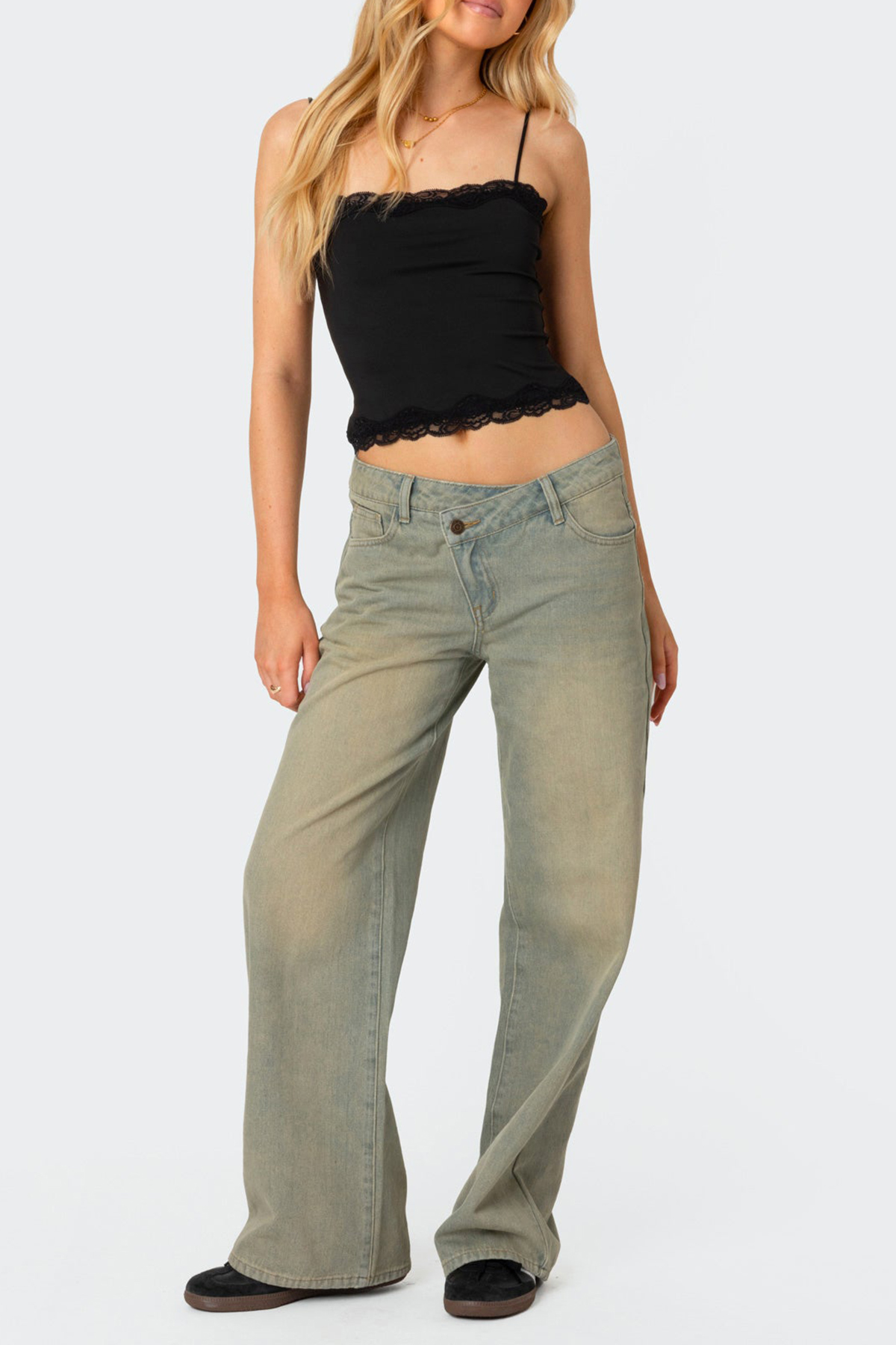 Red Lace Trim Tank Top