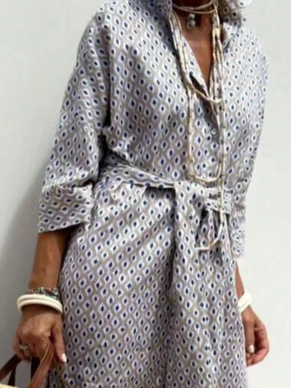 Full Size Printed Button-down Midi Dress Plus Size