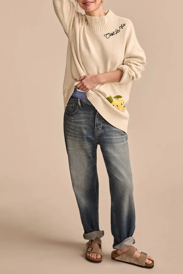 Daily High Neck Intarsia Turtleneck