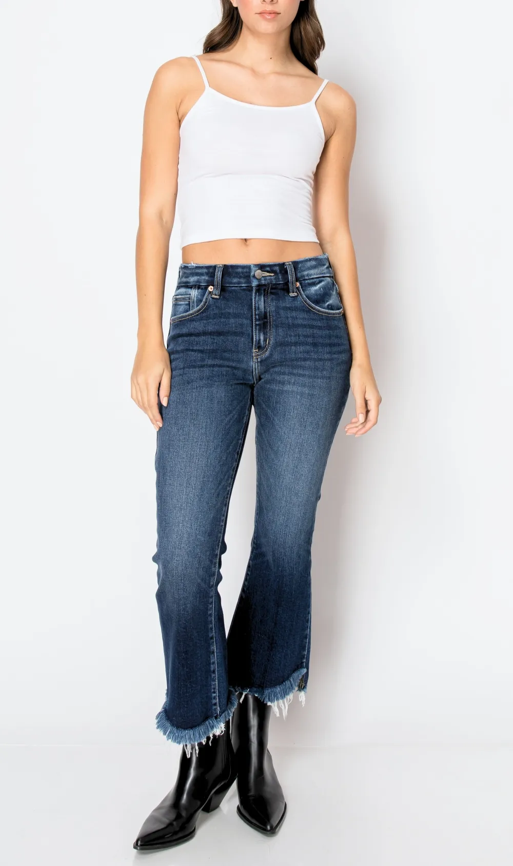Everyday High Rise Flare Cropped Denim Jeans
