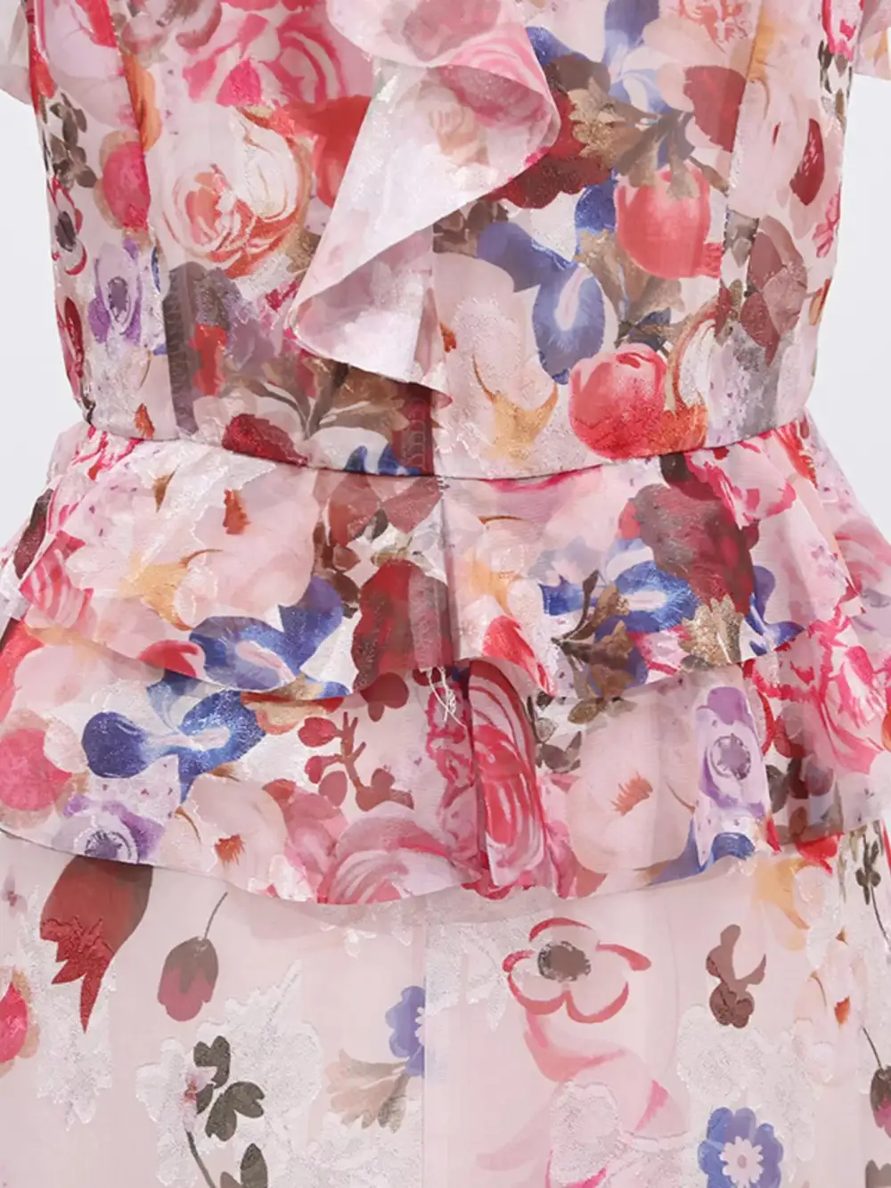 Clean Line Floral Printed Ruffle Maxi Dress