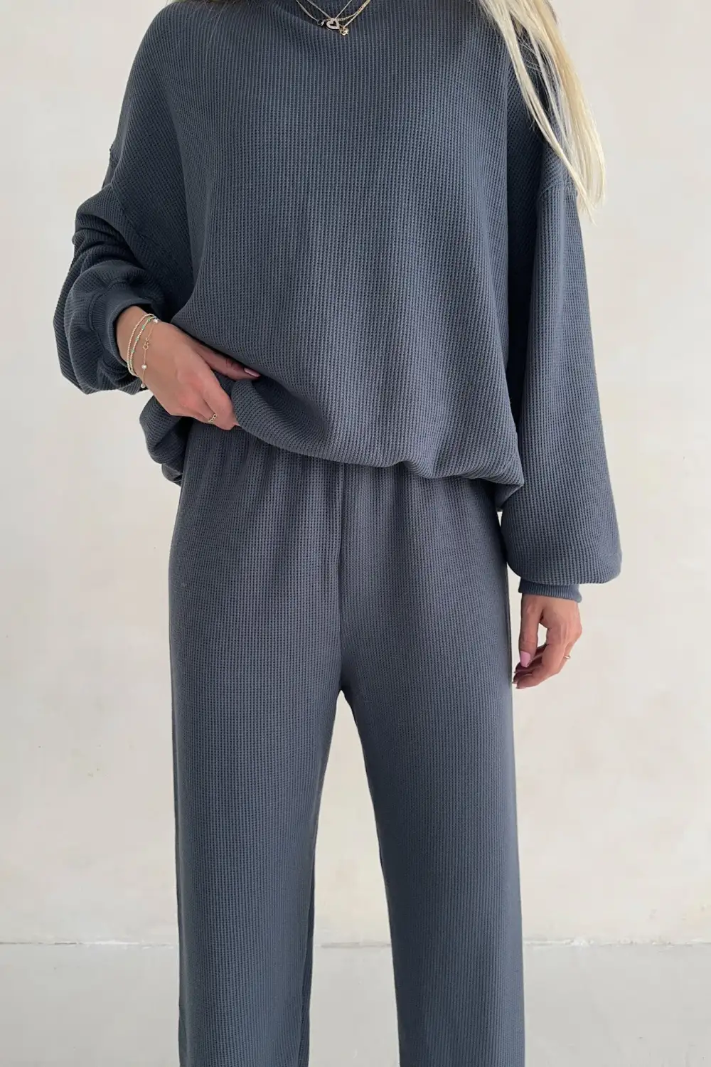 Minimal Waffle Knit Sweatshirt