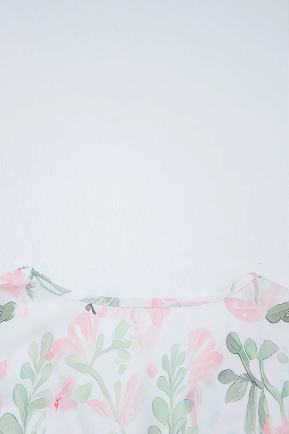 Pink Floral Puff Sleeve V Neck Tied Front Peplum Blouse