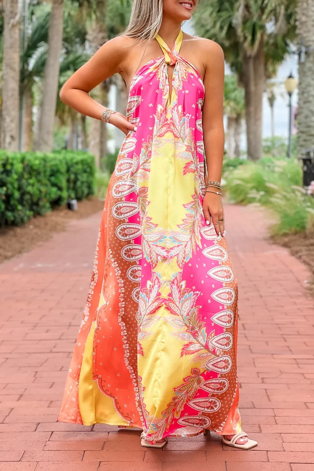 Fashionable Cross-Neck Holiday Maxi Dress