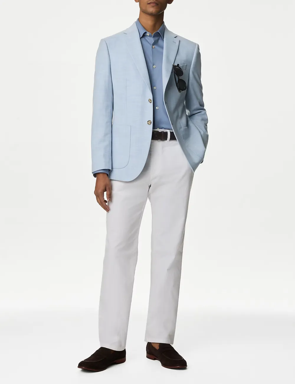 Men's Light Pink Textured Single Breasted Blazer