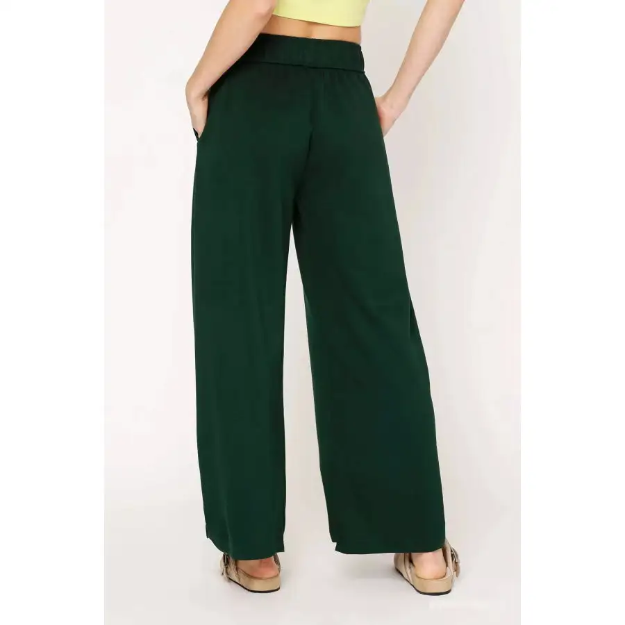 Classic Elastic Drawstring Waistband Wide Leg Pants