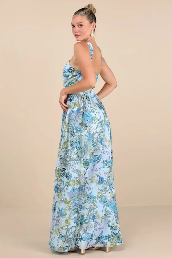 Lilja Blue Floral Print Maxi Dress
