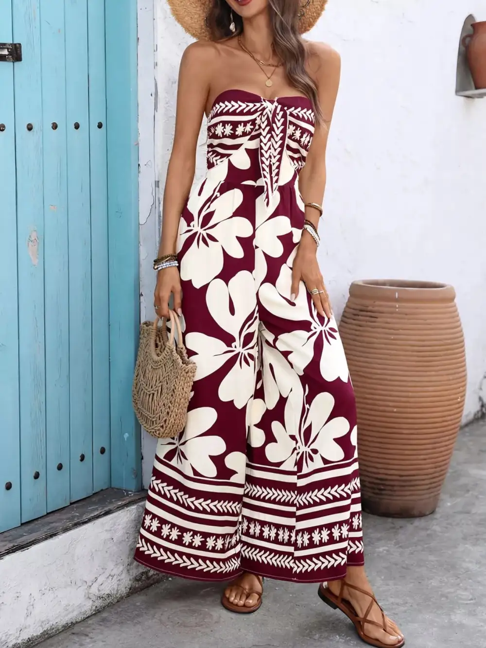 Easygoing Floral Wide Leg Jumpsuit