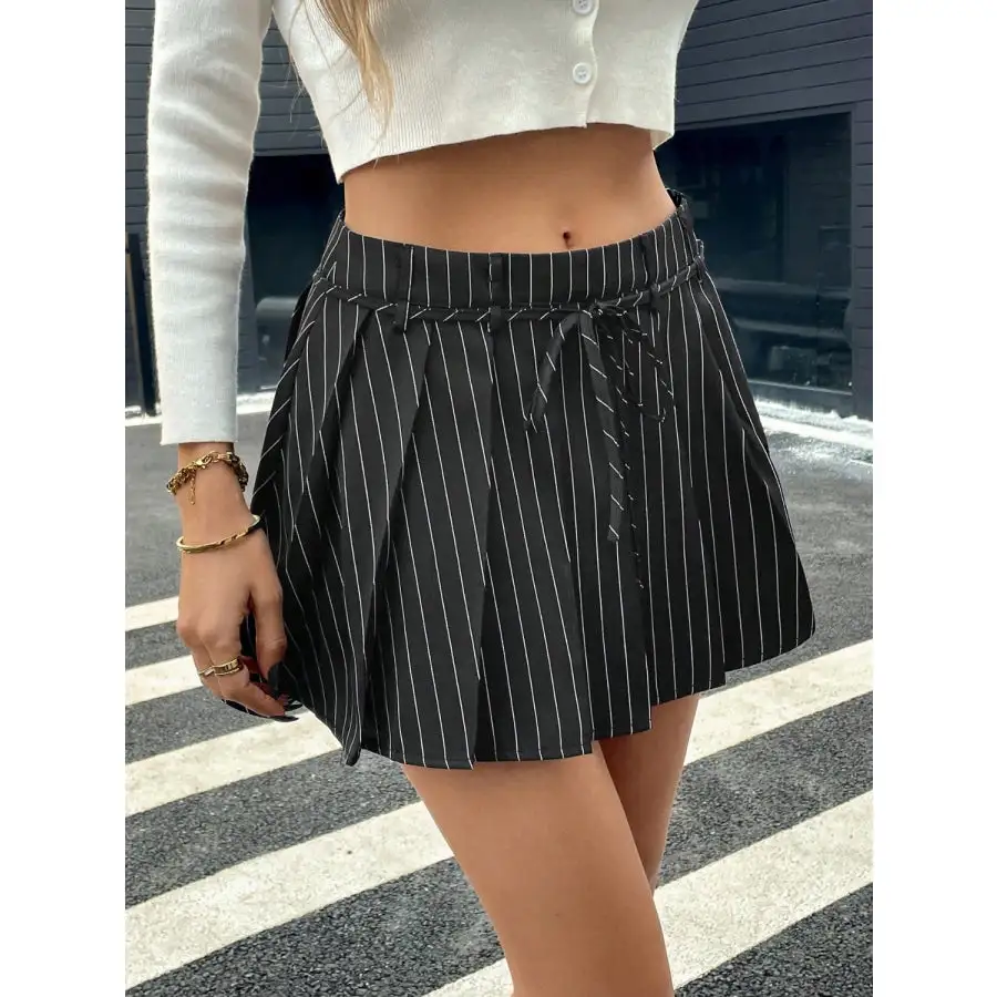 Tied Pleated Skirt