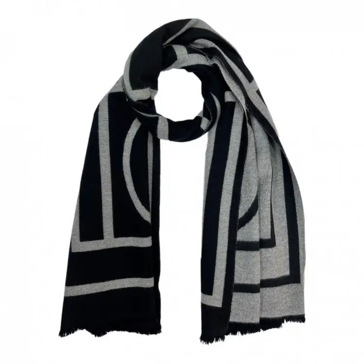 Geometric Reversible Cashmere Blend Scarf