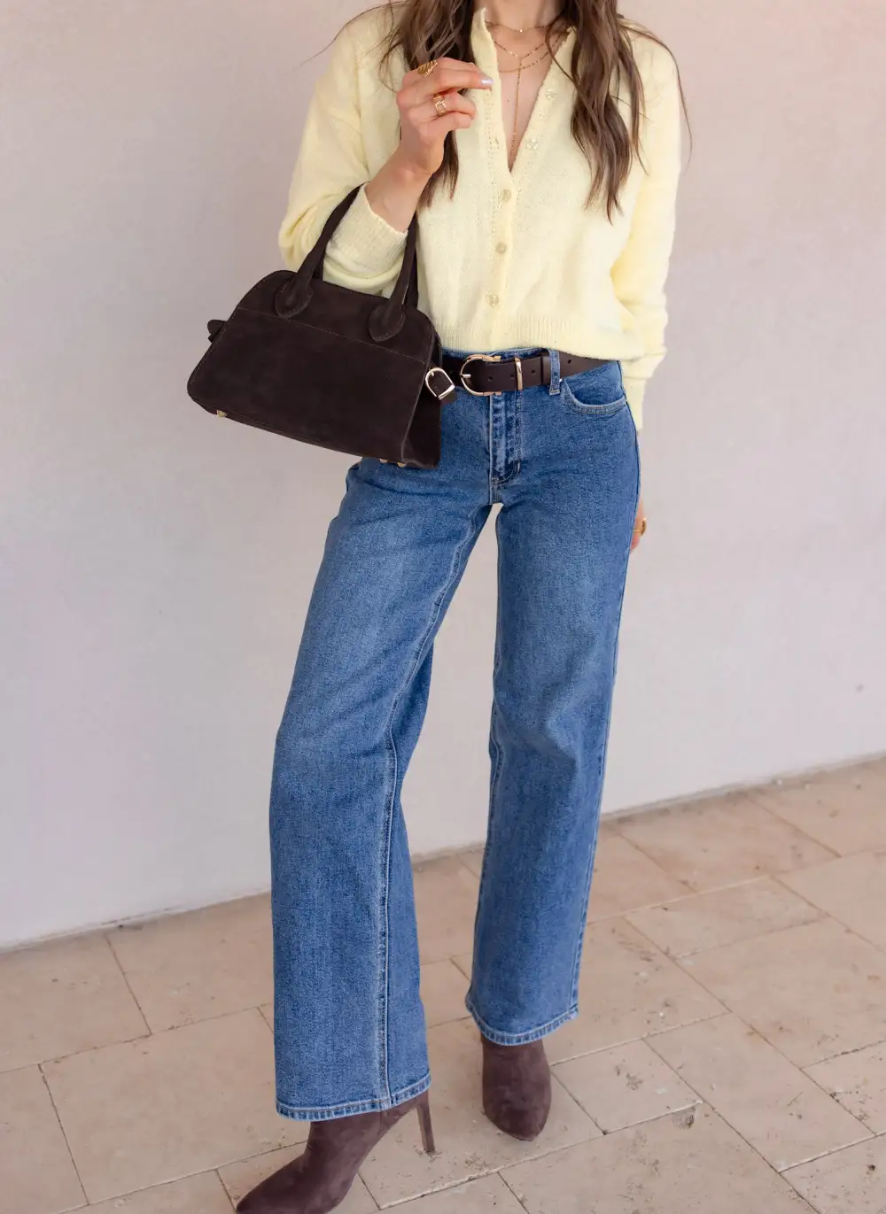 Mid Rise Casual Wide Leg Jeans