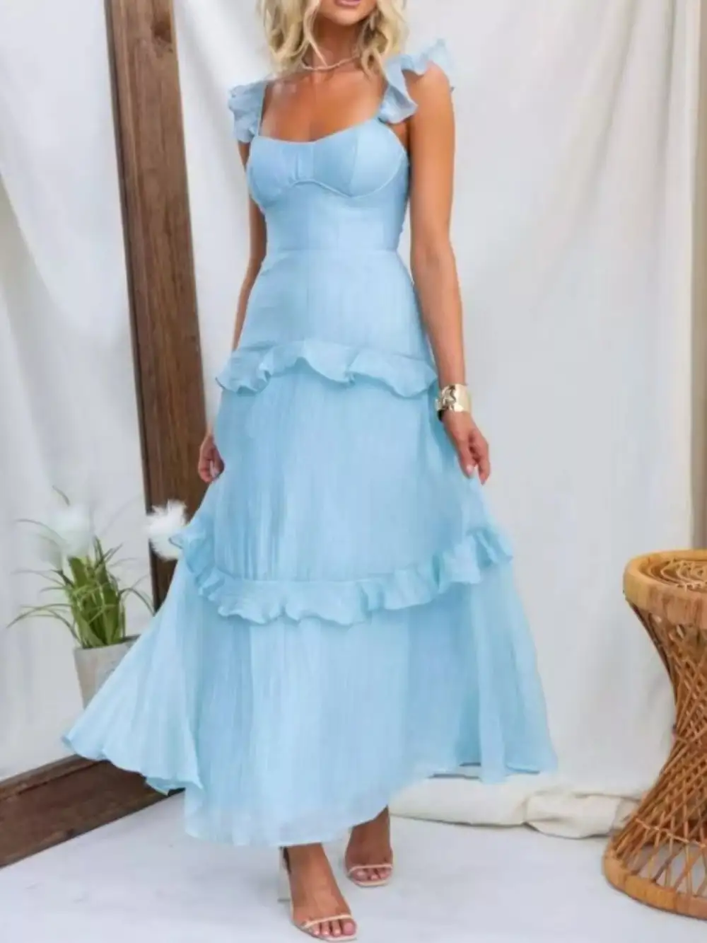 Lace Ruffle Maxi Dress