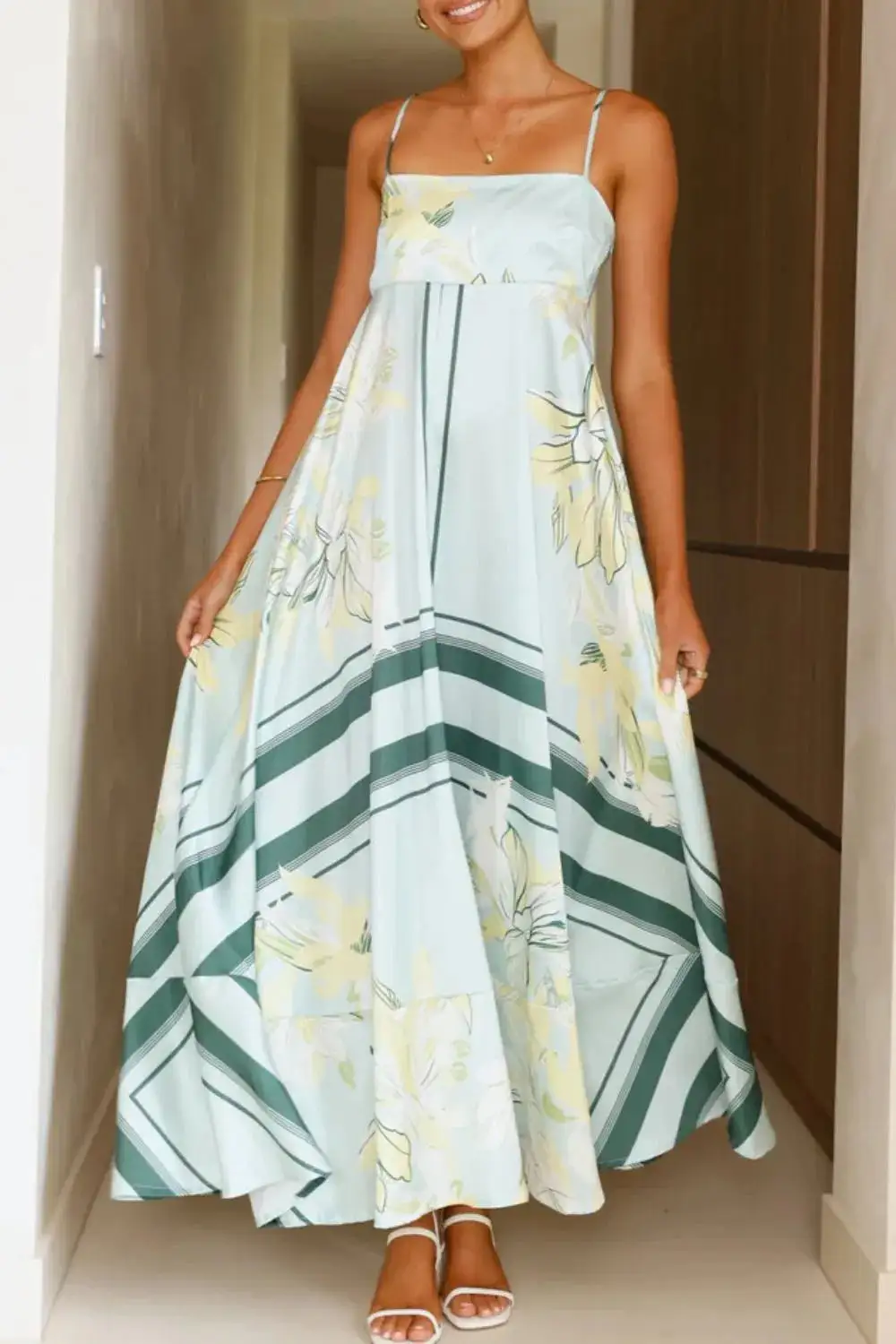 Printed Square Neck Maxi Dress