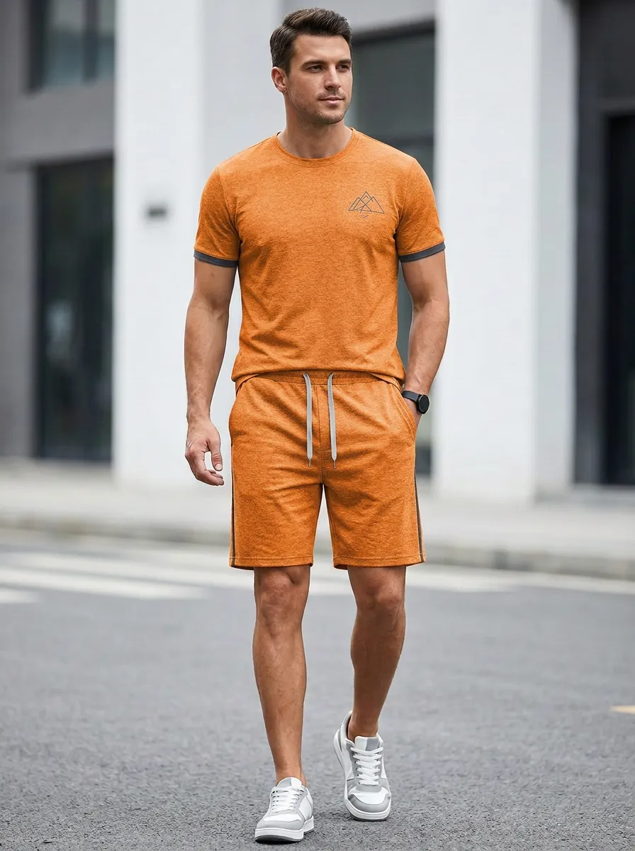 Everyday Mountain Graphic Training Look Men's T-Shirt And Shorts Set