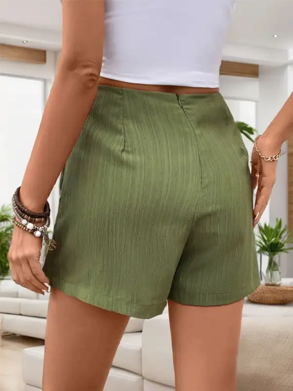 Ruched High-Rise Shorts With Back Zipper