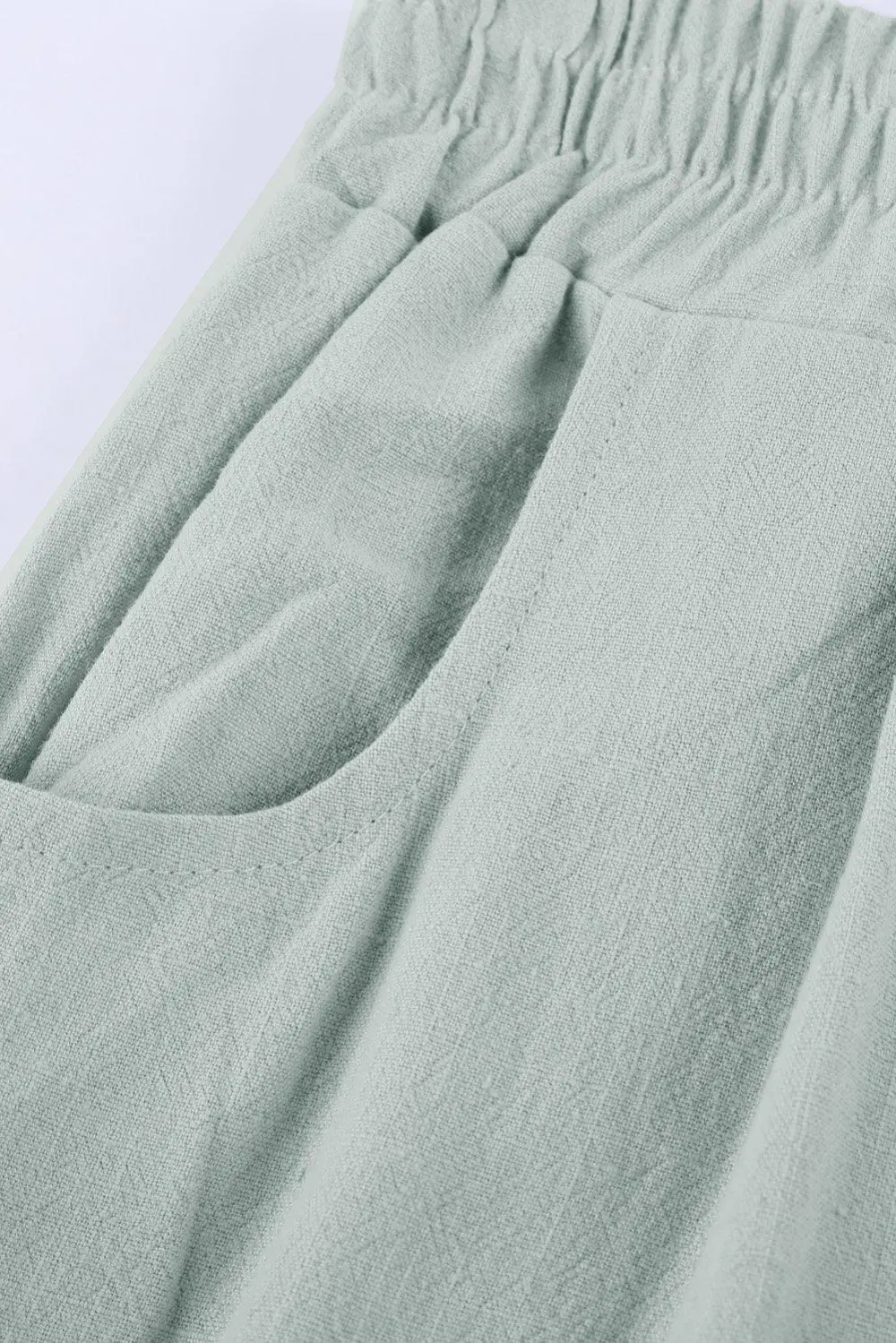 Elastic-Waist Pocketed Linen Jogger Pants