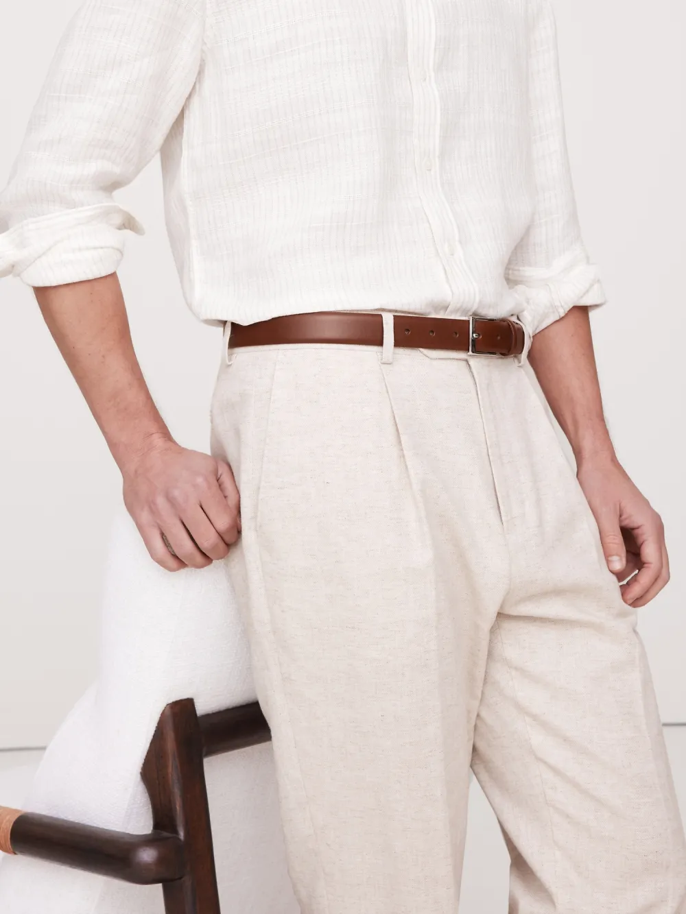Men's Cognac Brown Simple Leather Belt
