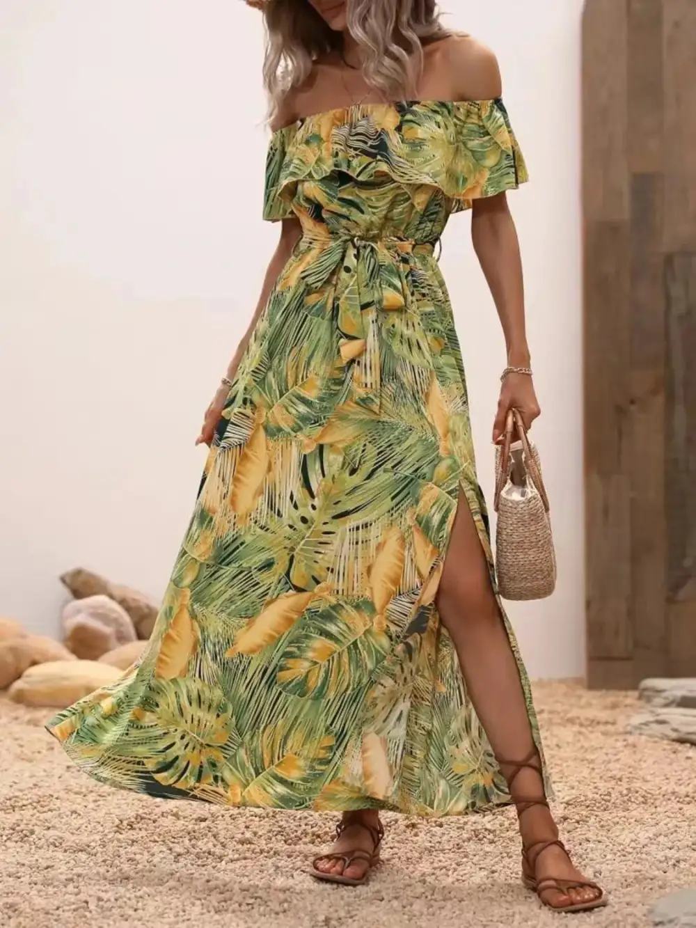 Ruffle Trim Maxi Dress
