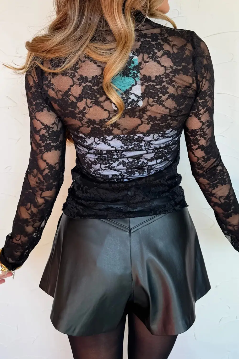 Floral Lace Trim Sheer Top