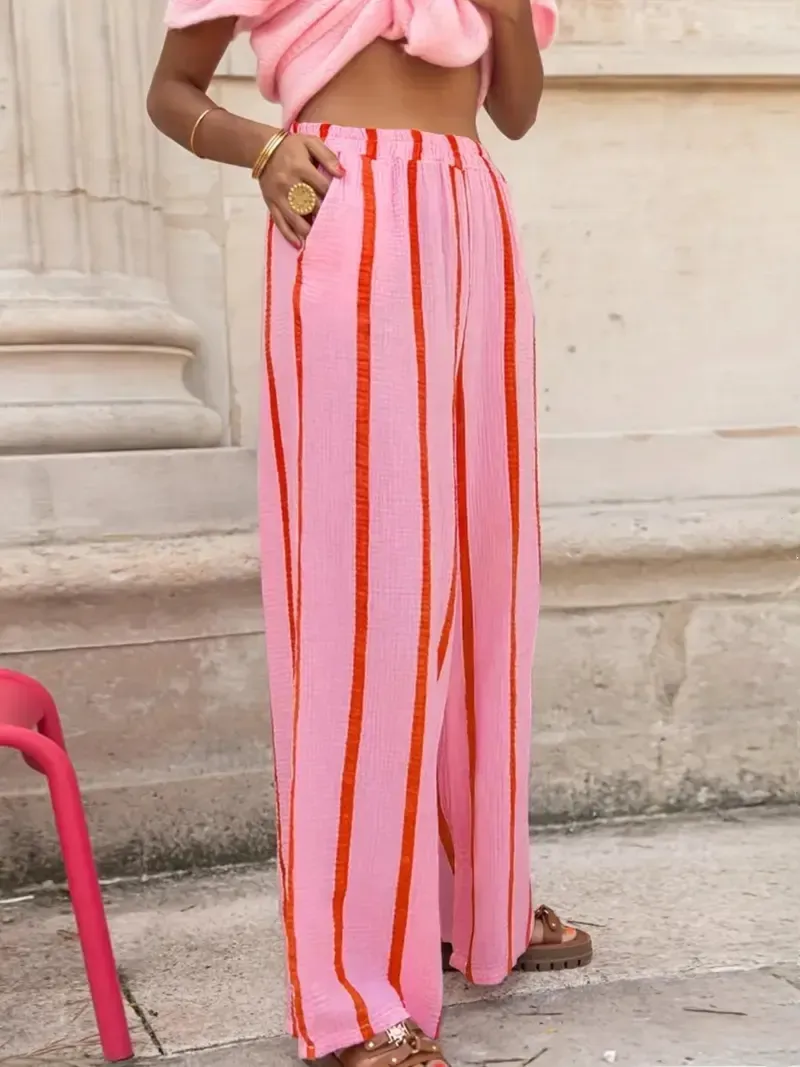 Women's Striped Print Wide Leg Pants | $2.18 per pair