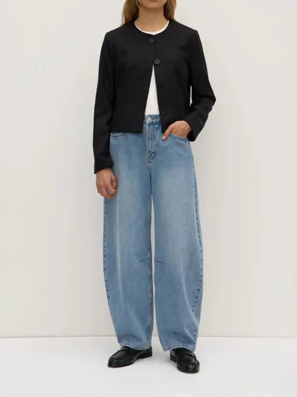 Casual Style Wool Jacket Black