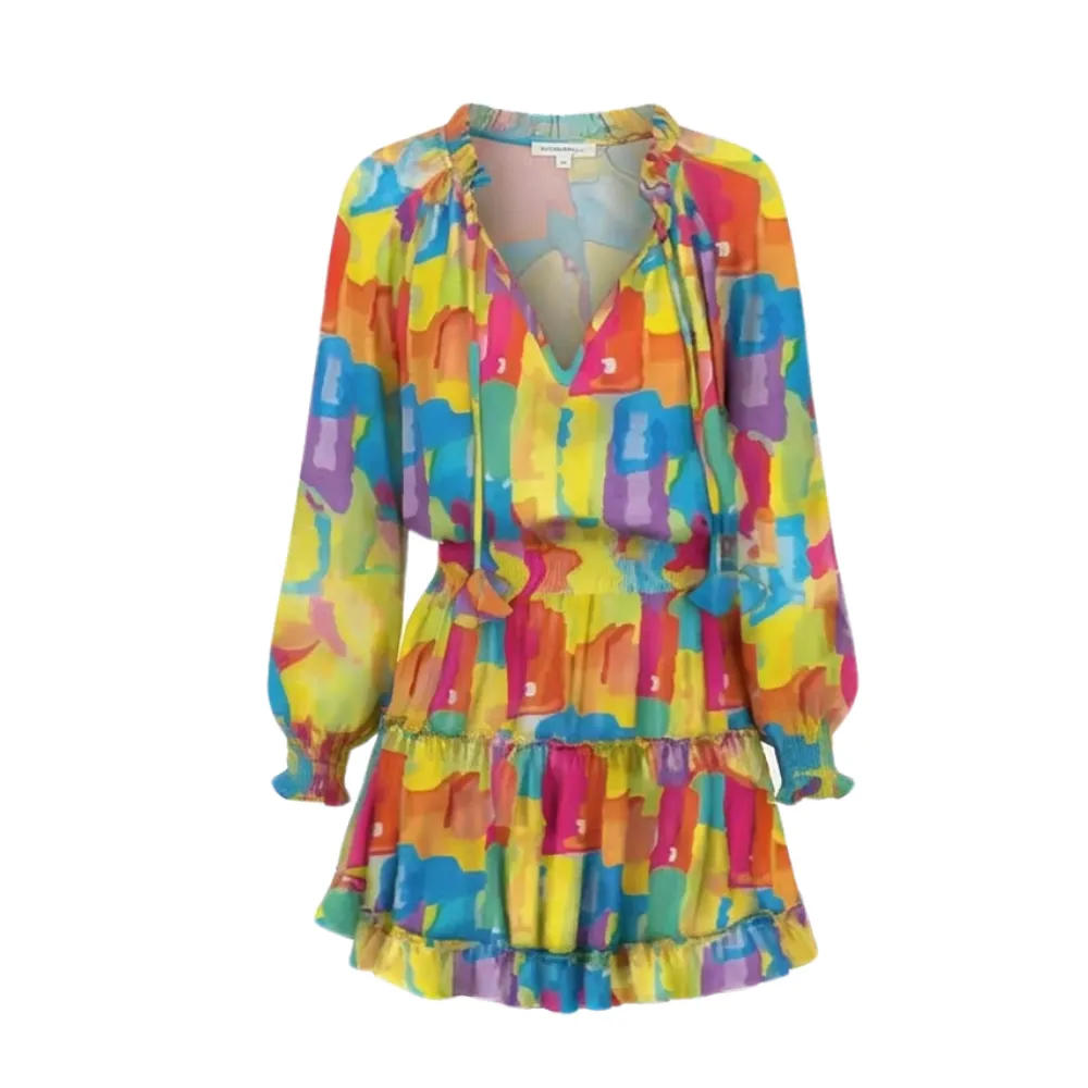 Ruffle V Neck Floral Mini Dress