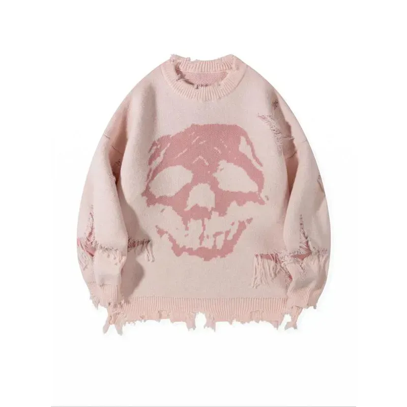 💥DON'T MISS OUT!⏰Men‘s Skull Print Ripped Sweater (Oversized Fit)🛒Final Day Clearance!🔥