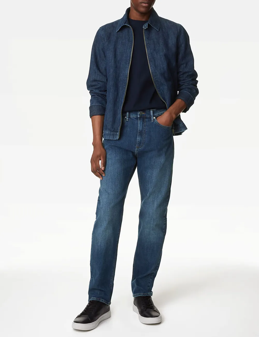 Men's Black Loose Fit Stretch Casual Jeans