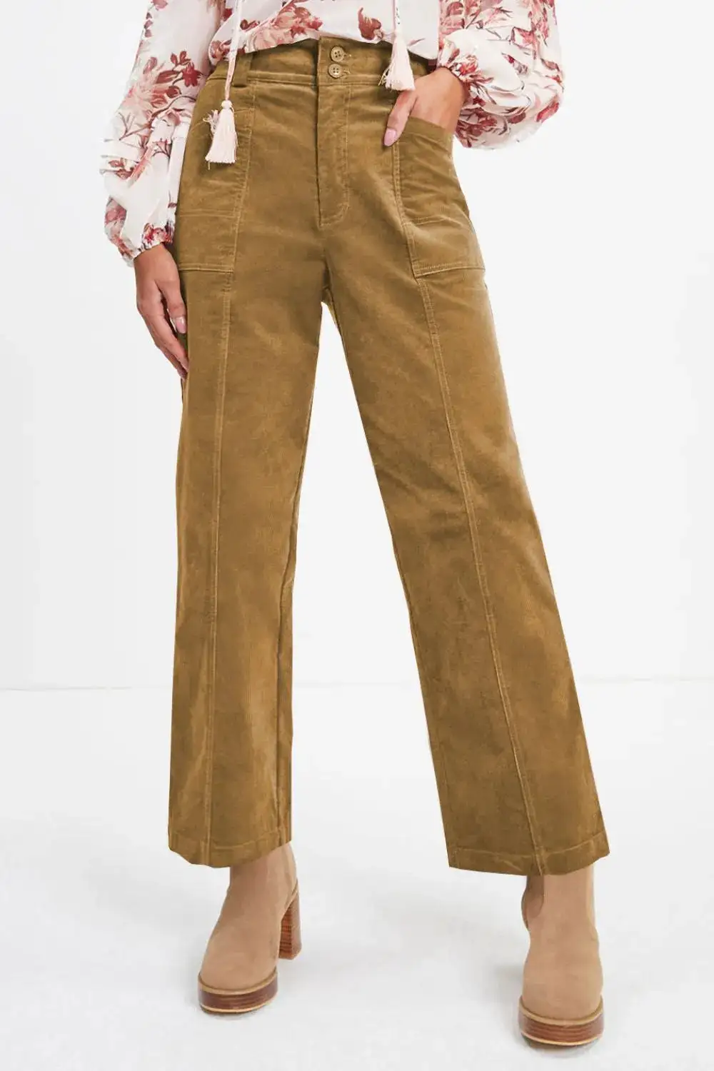 Layered High Waist Straight Leg Pants