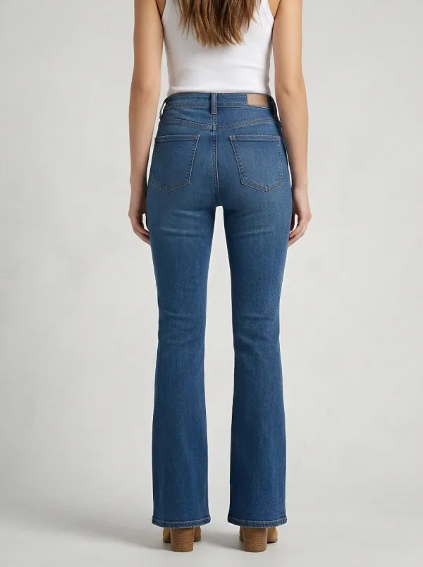 Structured High-Waist Women's High-Waist Stretch Flare Jeans