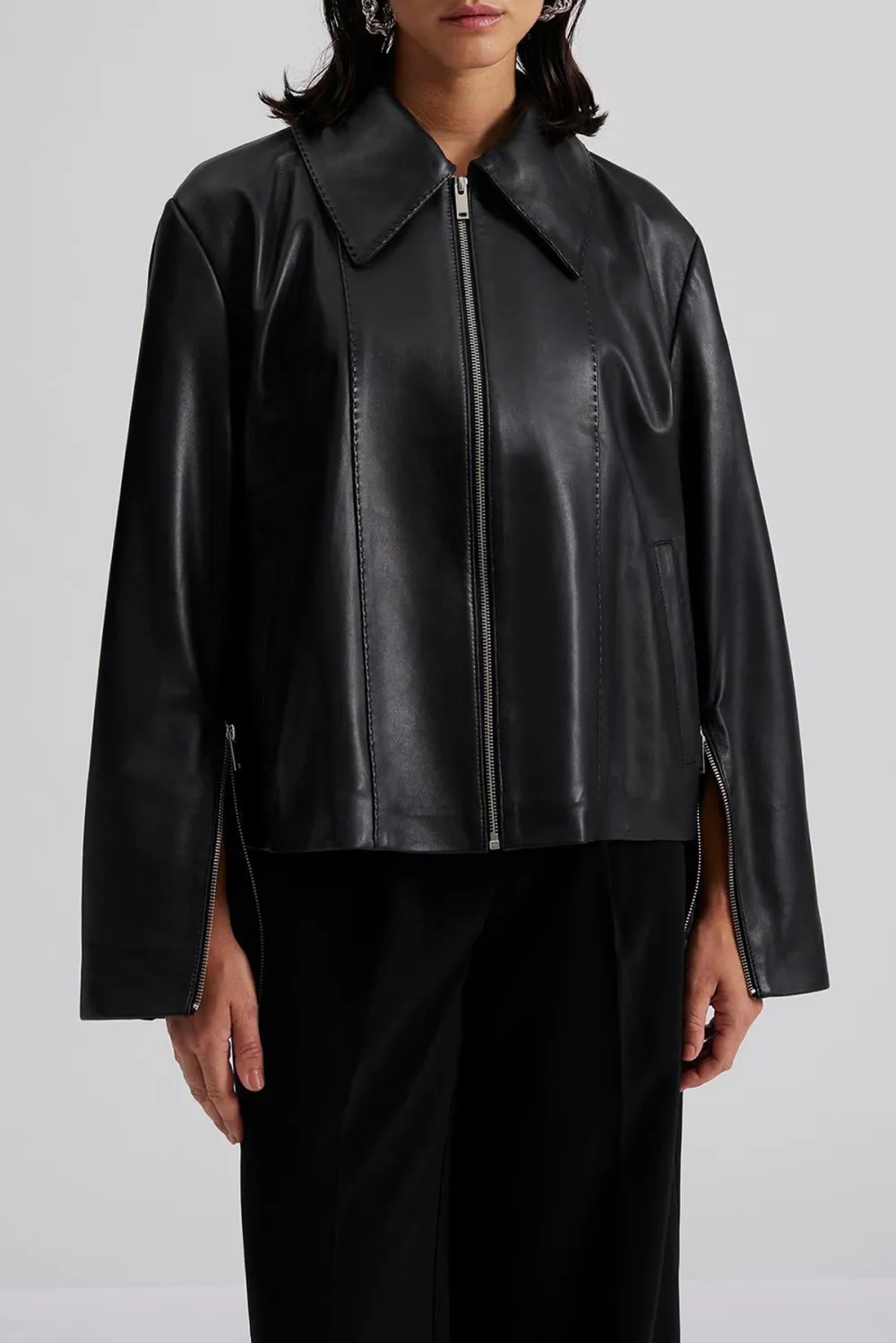 Leather Cropped Biker Jacket