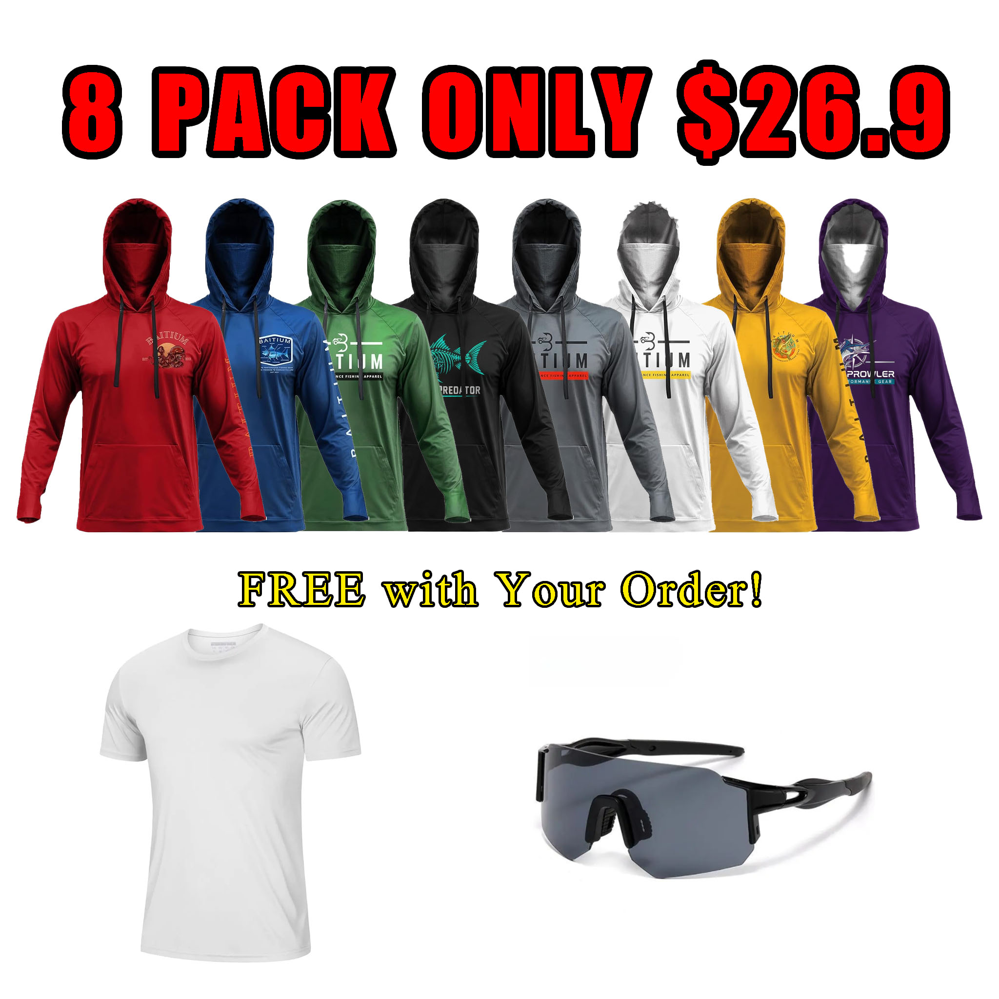 Fishing Shirts for Men Hooded Long Sleeve – UV Sun Protective T-Shirt Tee