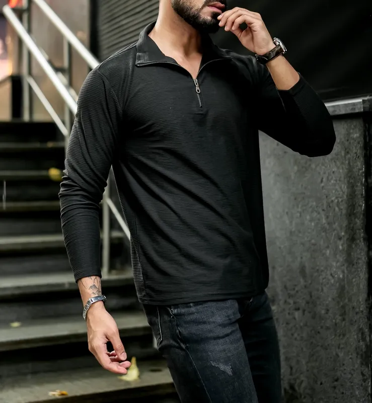 Black Casual Button Up Shirt