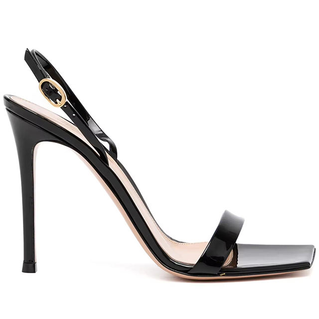 Patent Square Toe Heels