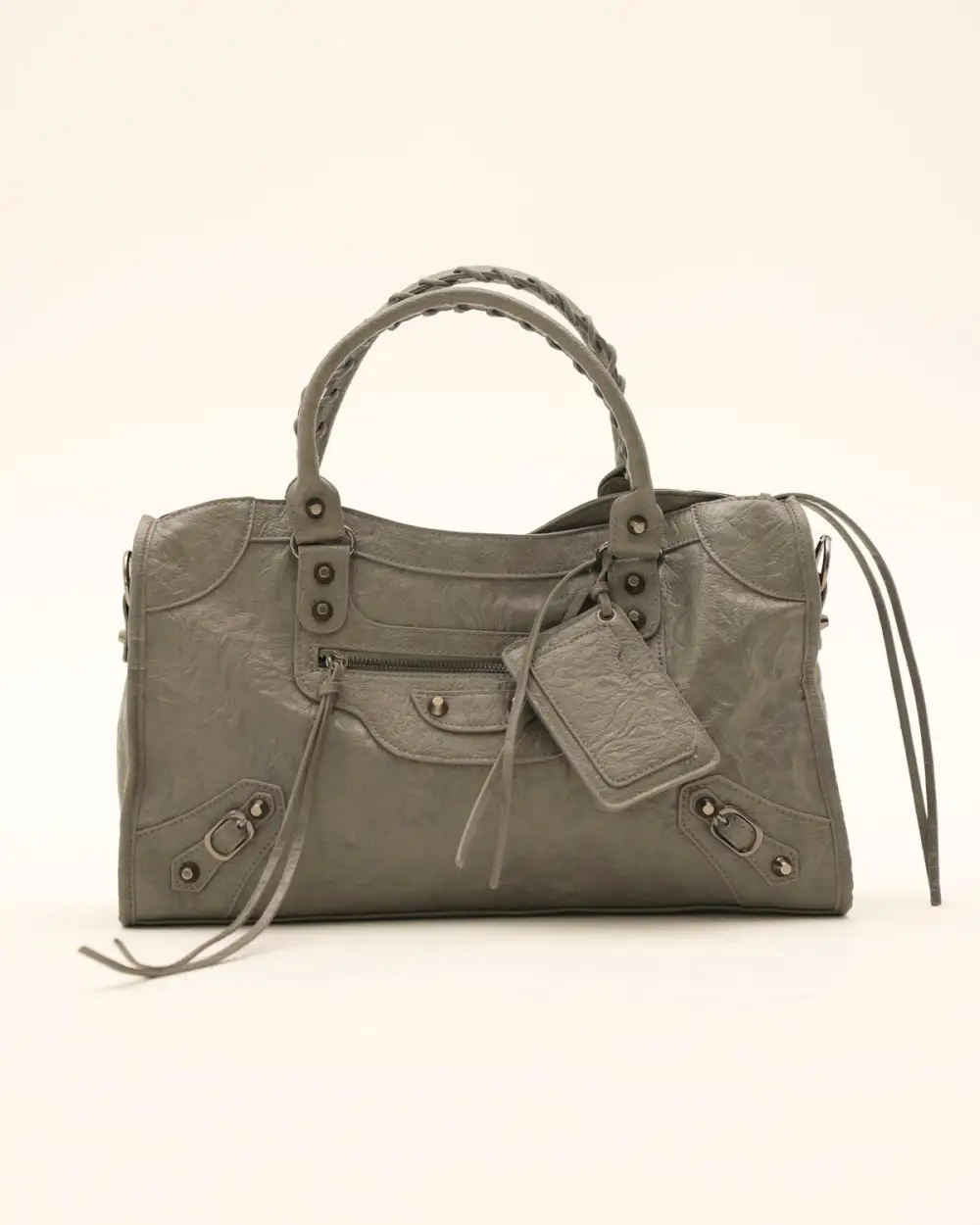 Structured Wide Strap Twill Handbag
