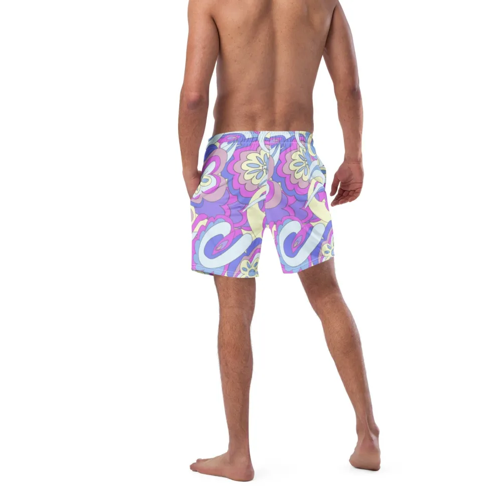 Quick Dry Abstract Print Swim Trunks