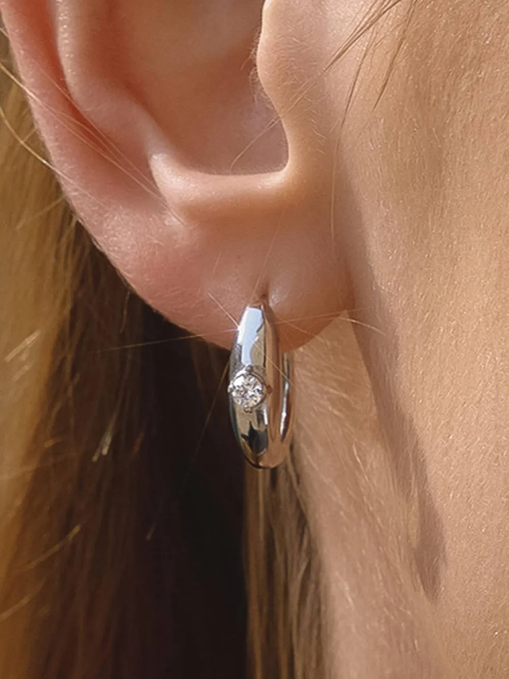 Solitaire Stone Hoop Earrings