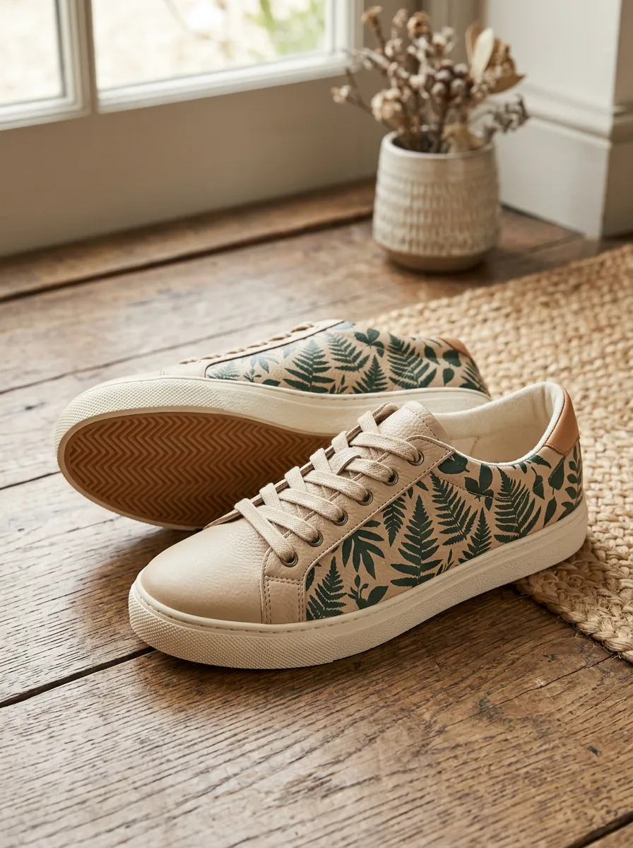 Women's Modern Botanical Nature Lover Fern Leaf Skate Shoes