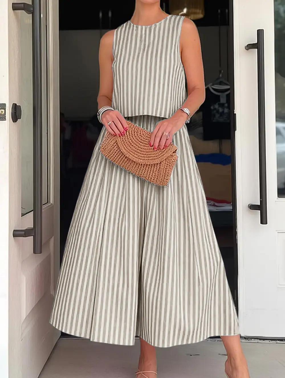 Stripe Tank A-Line Skirt Set