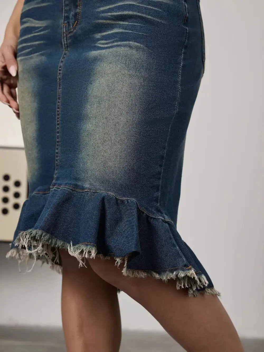 Everyday Denim Cotton Blend Detail Skirt
