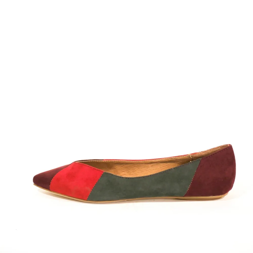 Patchwork Point Toe Ballet Flats