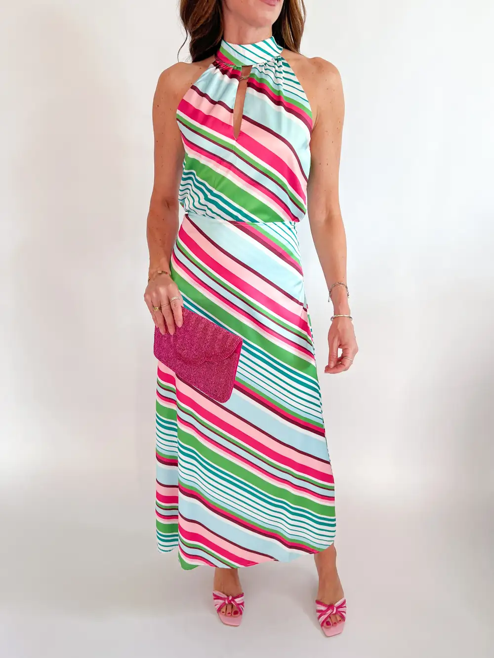 Striped Zip Maxi Skirt