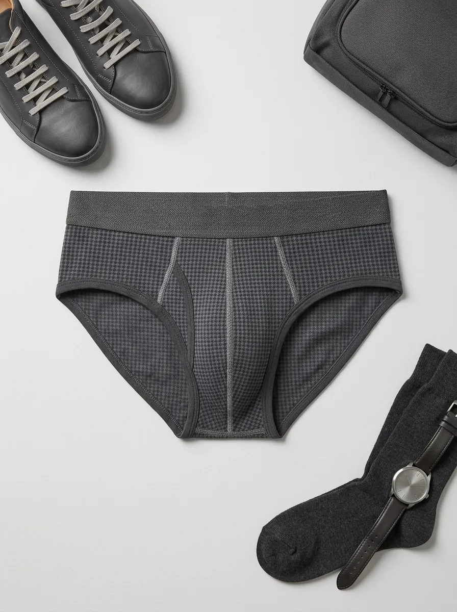 Men's Classic Style Houndstooth Pattern Printed Briefs