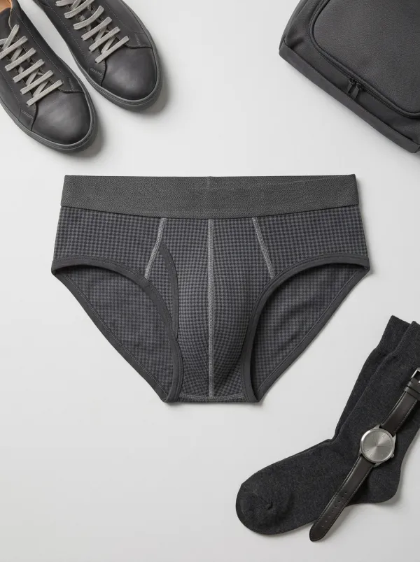 Men's Classic Style Houndstooth Pattern Printed Briefs