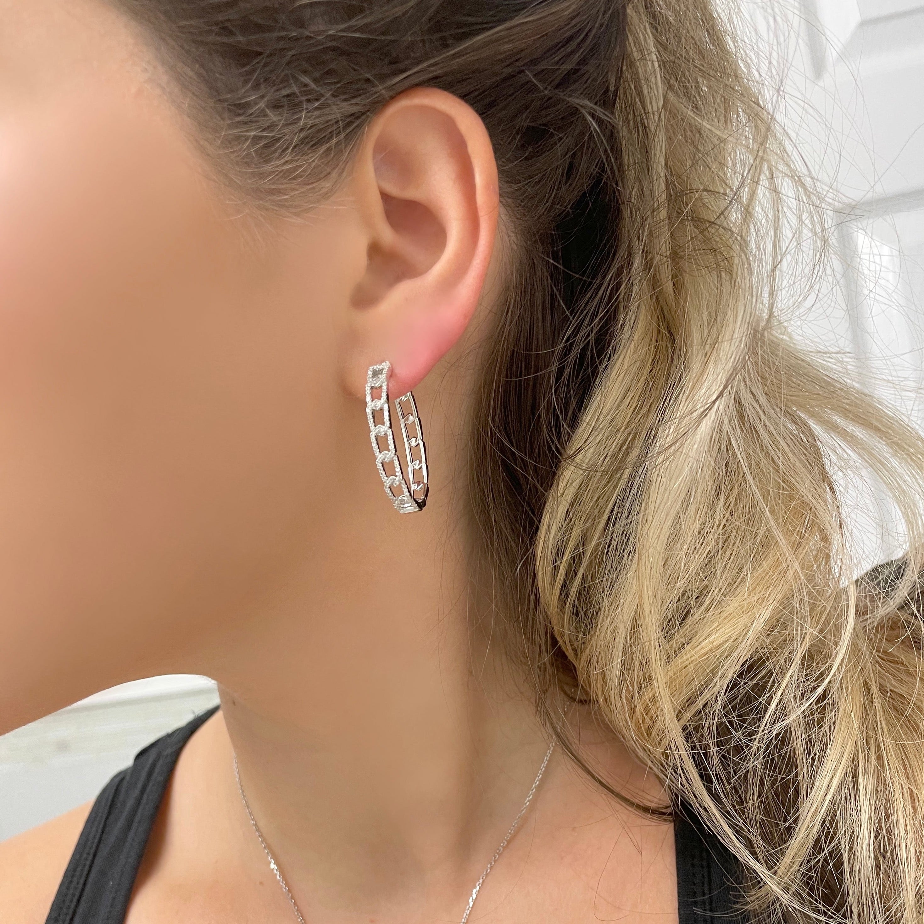 Delicate Statement Gem Detail Hoop Earrings