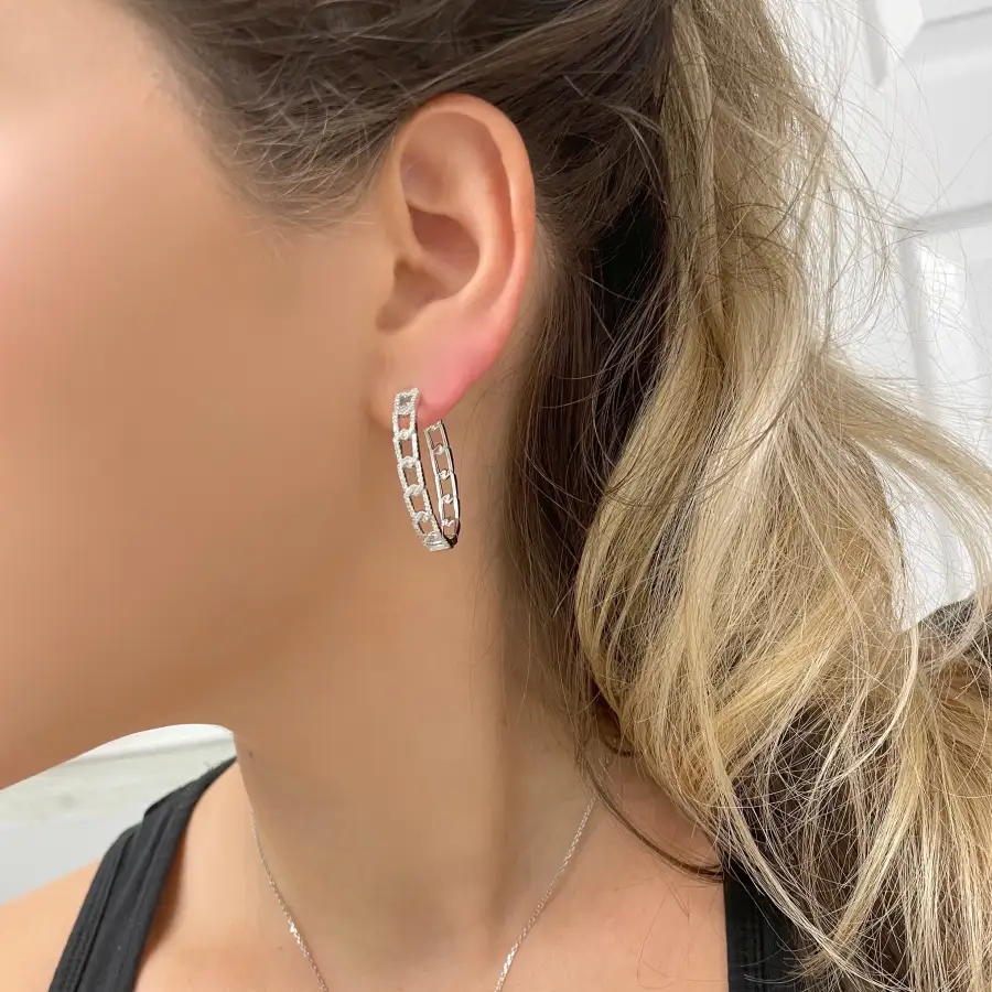 Delicate Statement Gem Detail Hoop Earrings