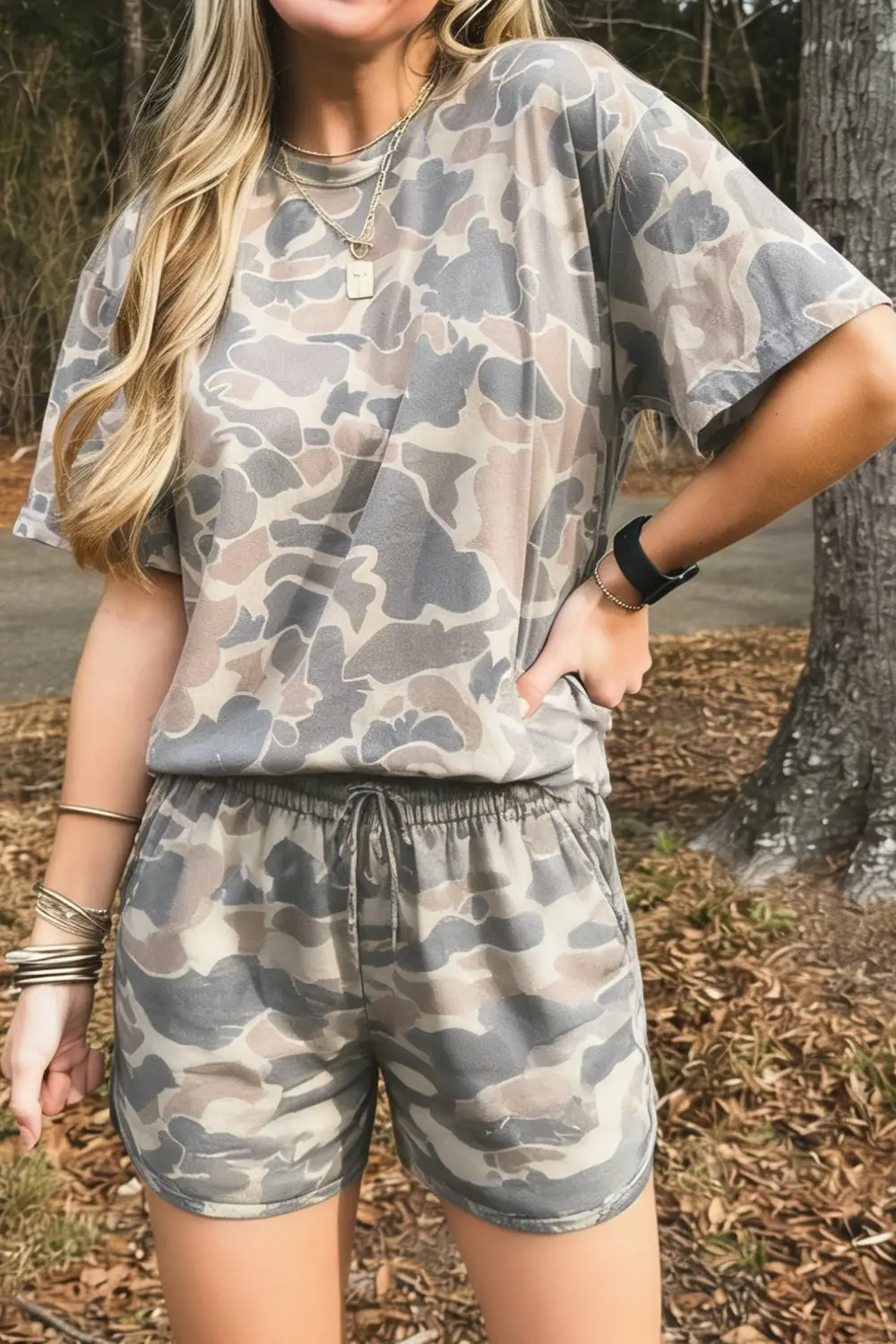 Drawstring Shorts Relaxed Shorts Lounge Set