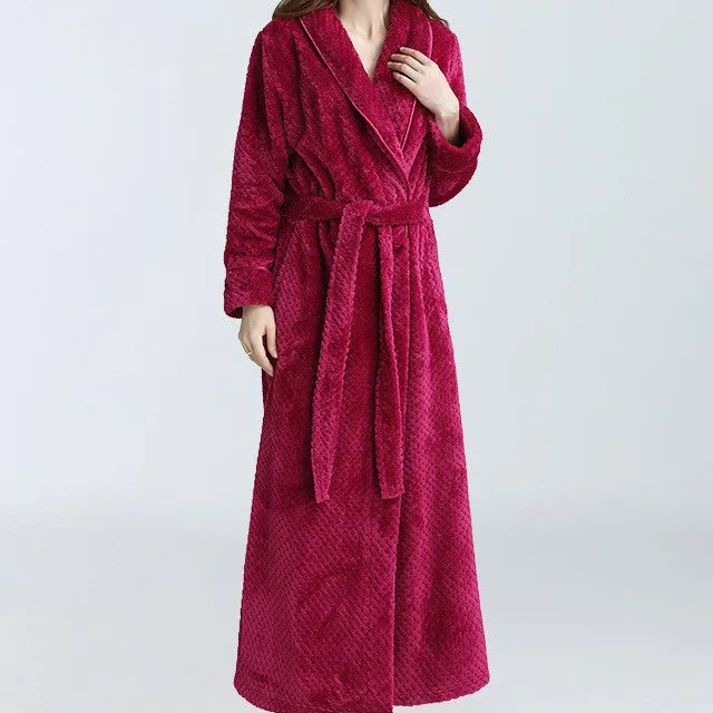 Long Sleeve Soft Flannel Bathrobe