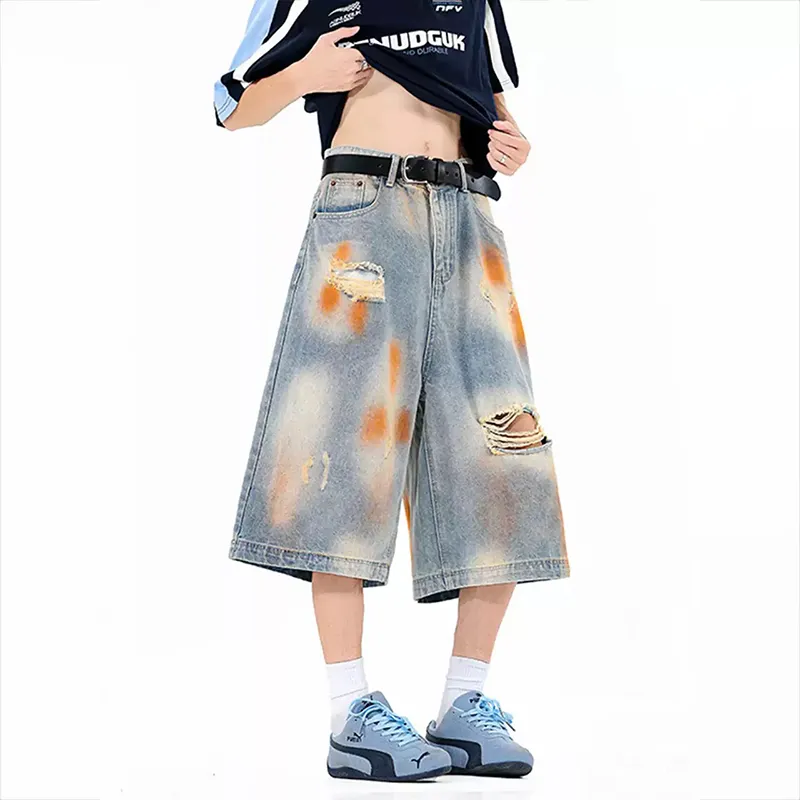 Streetwear Wide Leg Denim Shorts